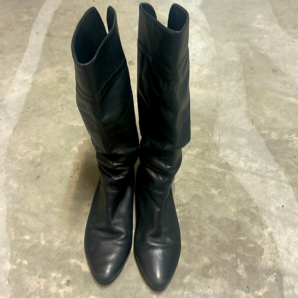 Aldo genuine leather riding boots black size 7 / eu 37 made in Brazil new heels